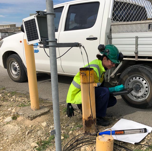 Woman working next to ute